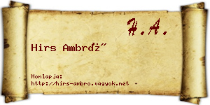 Hirs Ambró névjegykártya